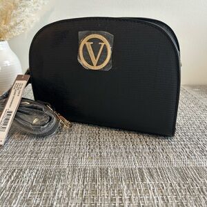 Joan Vass Black Crossbody Dome Bag Gold Logo Shoulder Designer Purse New✨